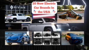 20 Electric Car Brands in the USA: Lucid Motor, DeLorean, Fisker Inc., Aptera Motors, Canoo, Rivian, Chevrolet, Elio Motors, Lightning eMotors etc.